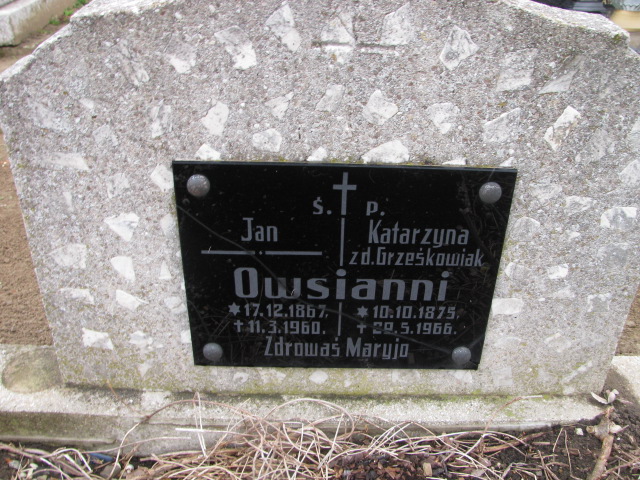 Jan Owsiany 1867 Kórnik - Grobonet - Wyszukiwarka osób pochowanych